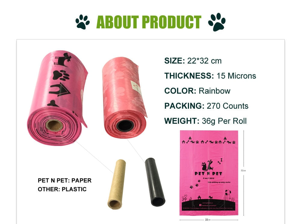 Pet N Pet Biodegradable Dog Poop Bags Earth-Friendly 18 Rolls 270 Counts Multipl Colors Lavender Scented Waste Bags