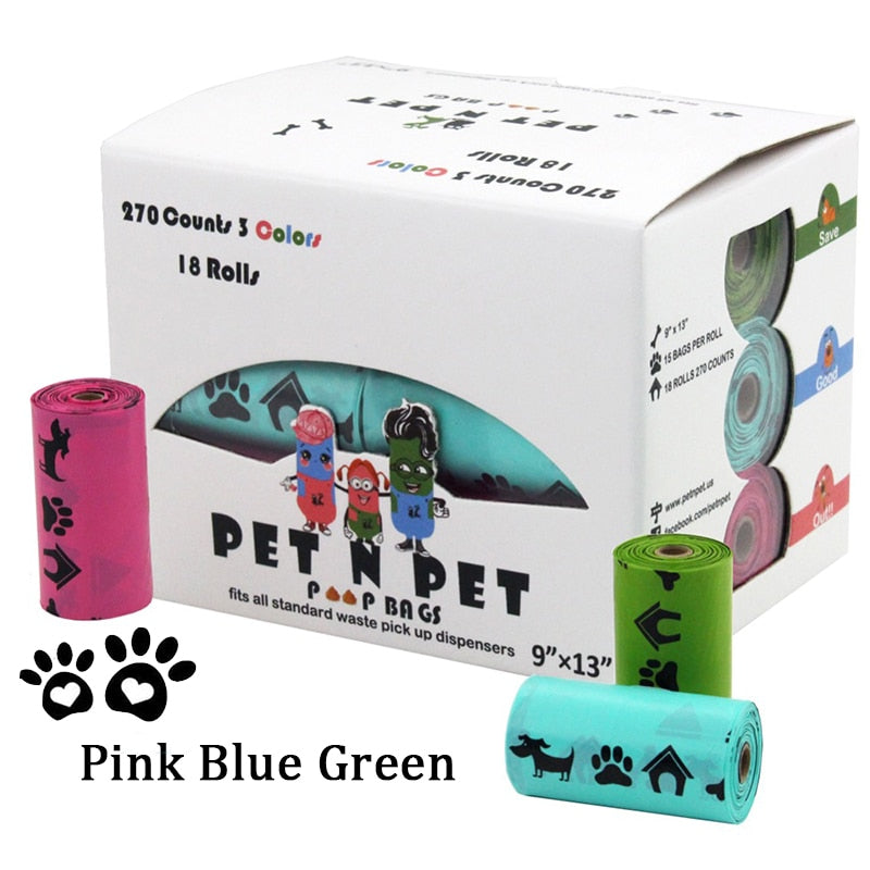 Pet N Pet Biodegradable Dog Poop Bags Earth-Friendly 18 Rolls 270 Counts Multipl Colors Lavender Scented Waste Bags